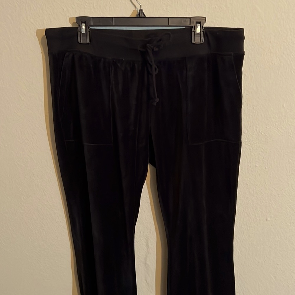 Black velvet low rise flare pants